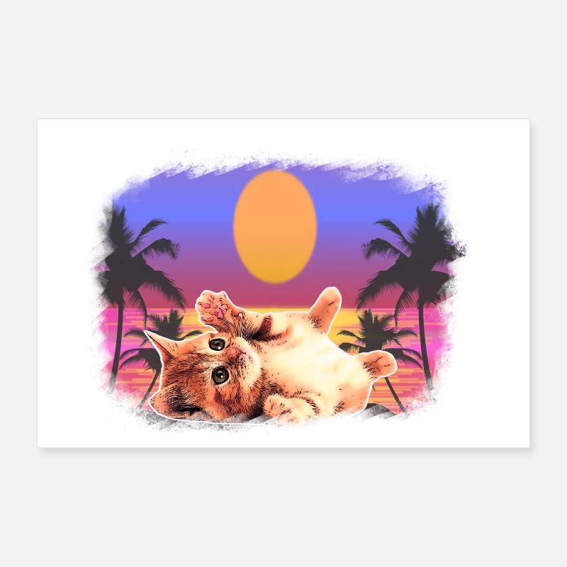 Bébé chat paumes soleil Poster 30 x 20 cm