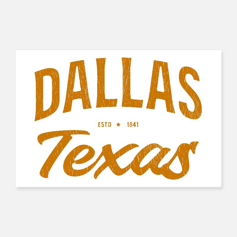 Dallas Texas Vintage Script 1841 Poster 30x20 cm