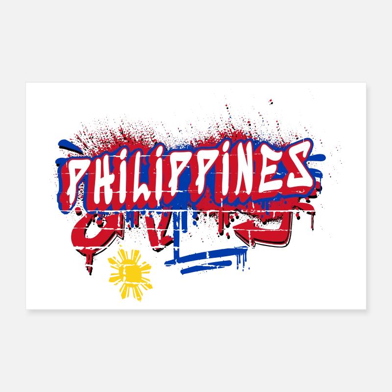 Design de drapeau graffiti des Philippines Poster 30 x 20 cm