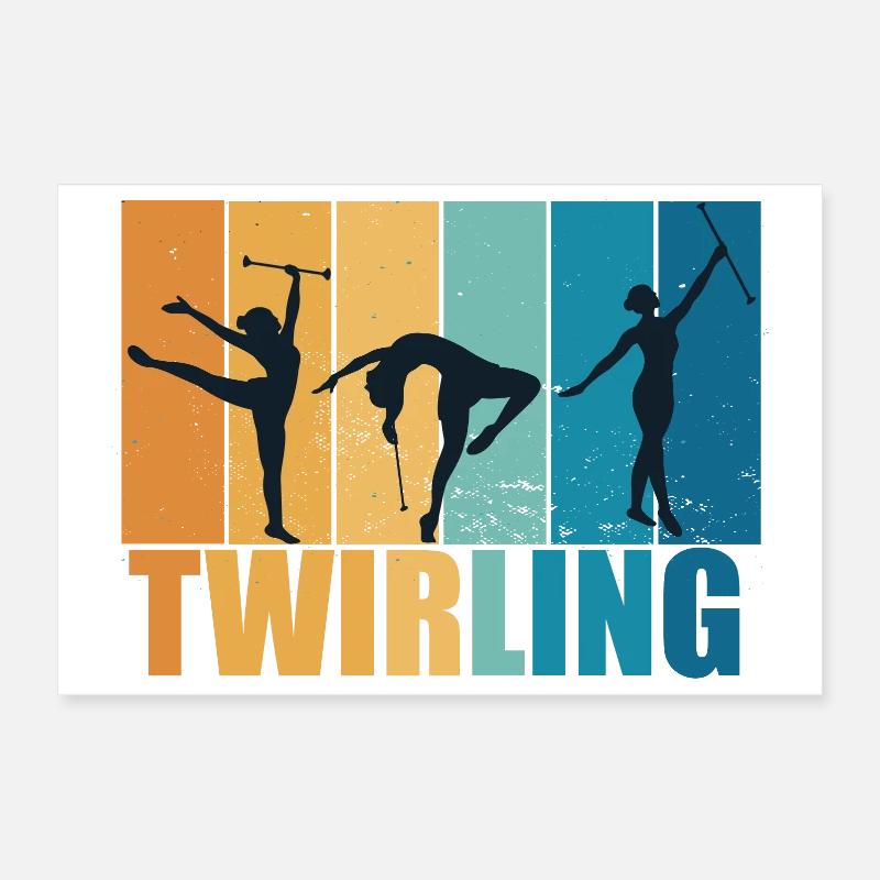 Baton Twirling Sport Vintage Geschenk Poster 30x20 cm