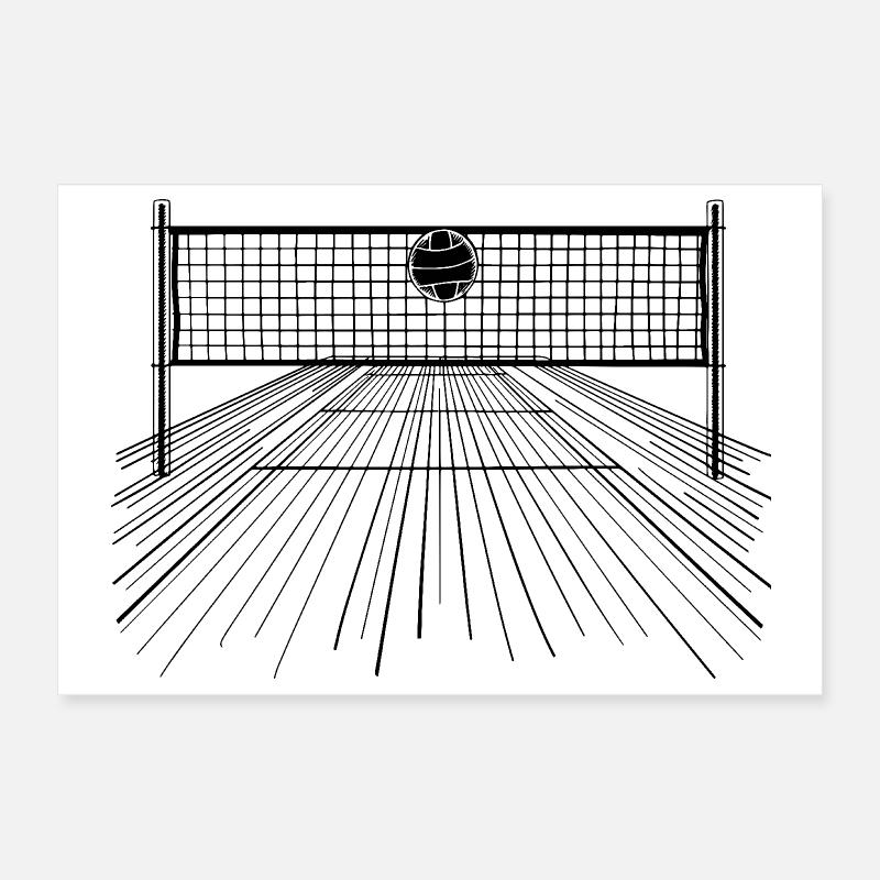 Ballon et filet de volley-ball Poster 30 x 20 cm