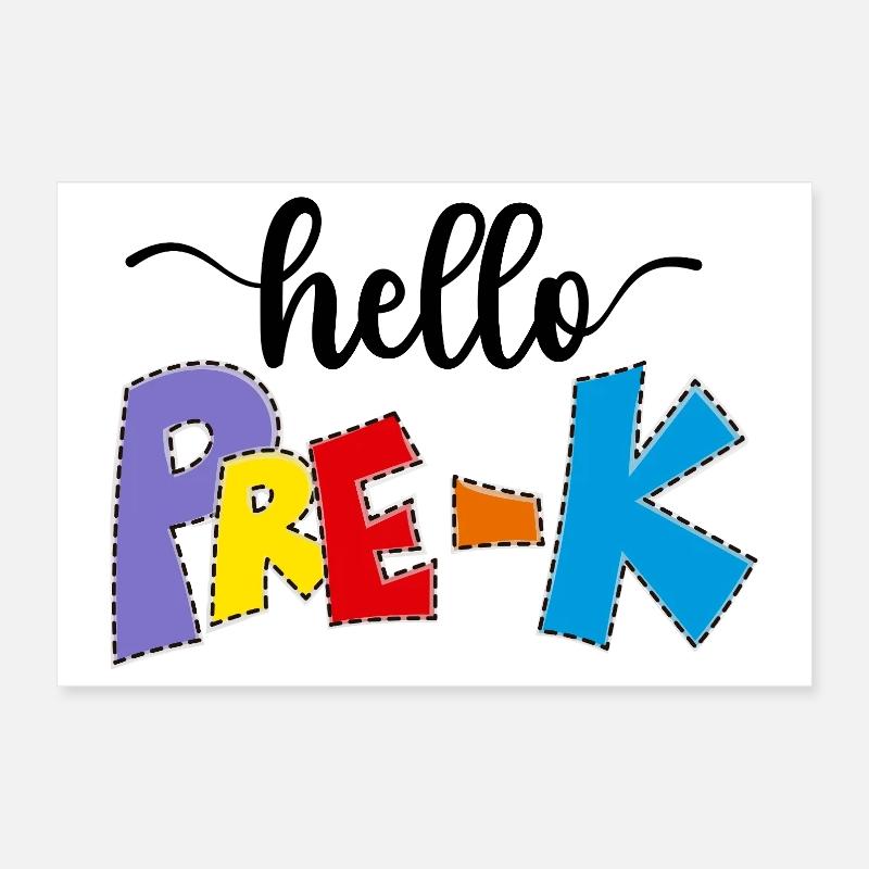 Hello Pre-K, Back to school Poster 12" x 8" (30x20 cm)