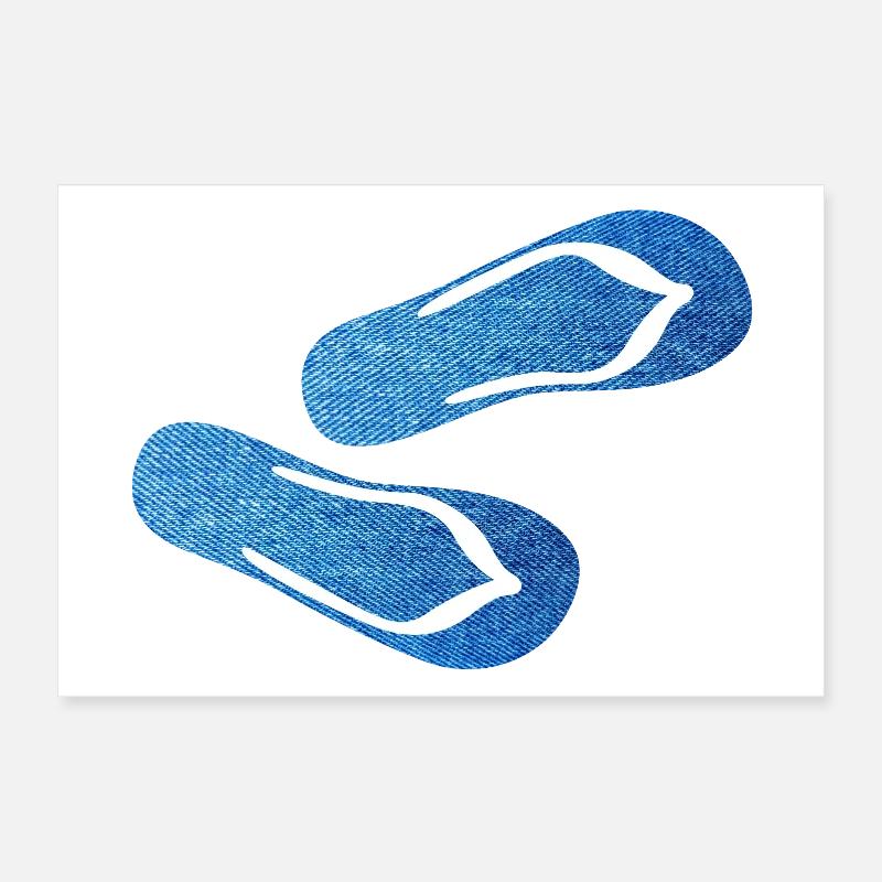 Badelatschen Jeans Latschen Schuhe Flip Flops Camp Poster 30x20 cm