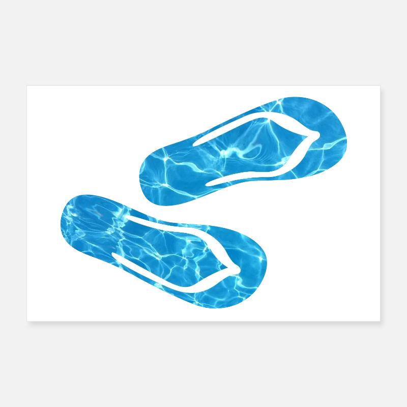 Latschen Pool Flip Flops Camping Wasser Urlaub Fun Poster 30x20 cm