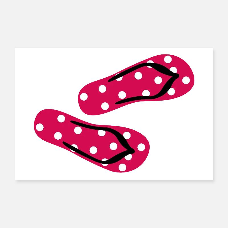 Slippers Toadstool Flip Flops Points Dots Summer Poster 12" x 8" (30x20 cm)