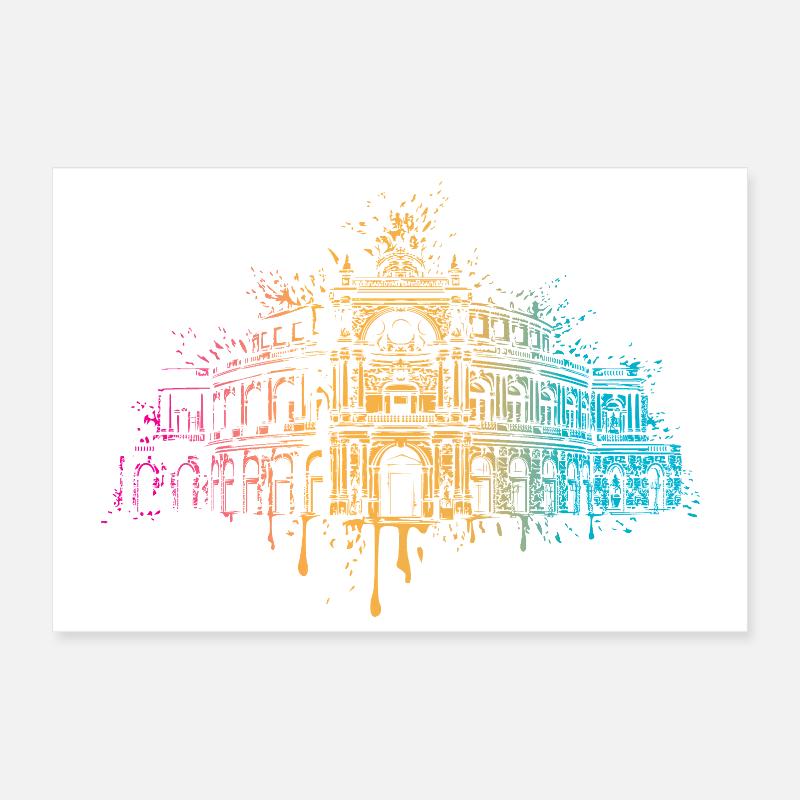 Bunte Semperoper Dresden Kunst Poster 30 x 20 cm