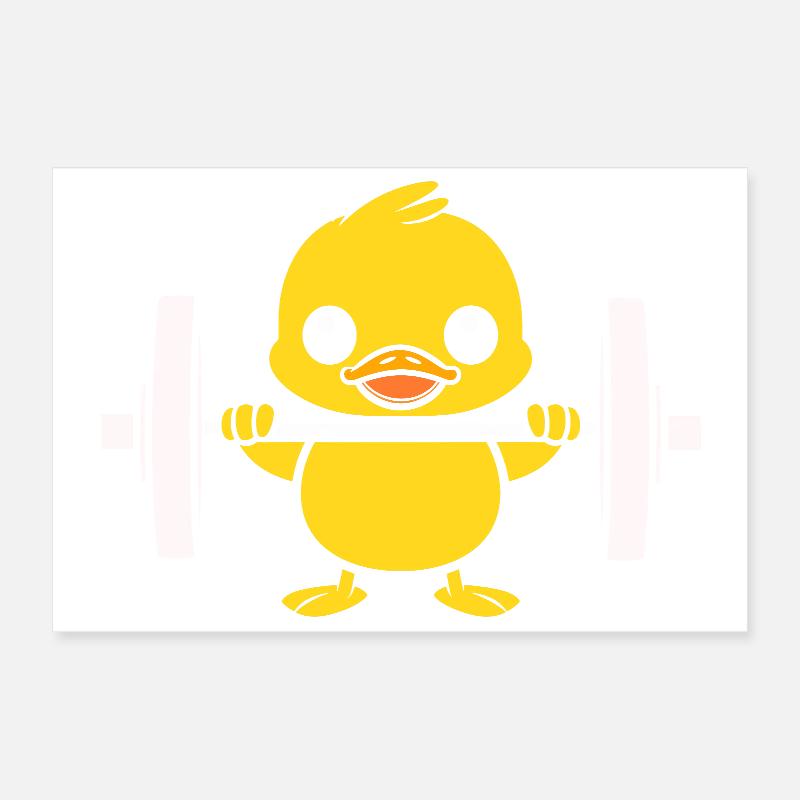 Poussin haltérophile jaune Poster 30 x 20 cm