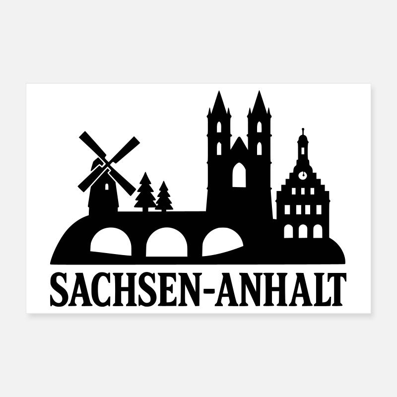 Saxony Anhalt State Silhouette Poster 12" x 8" (30x20 cm)