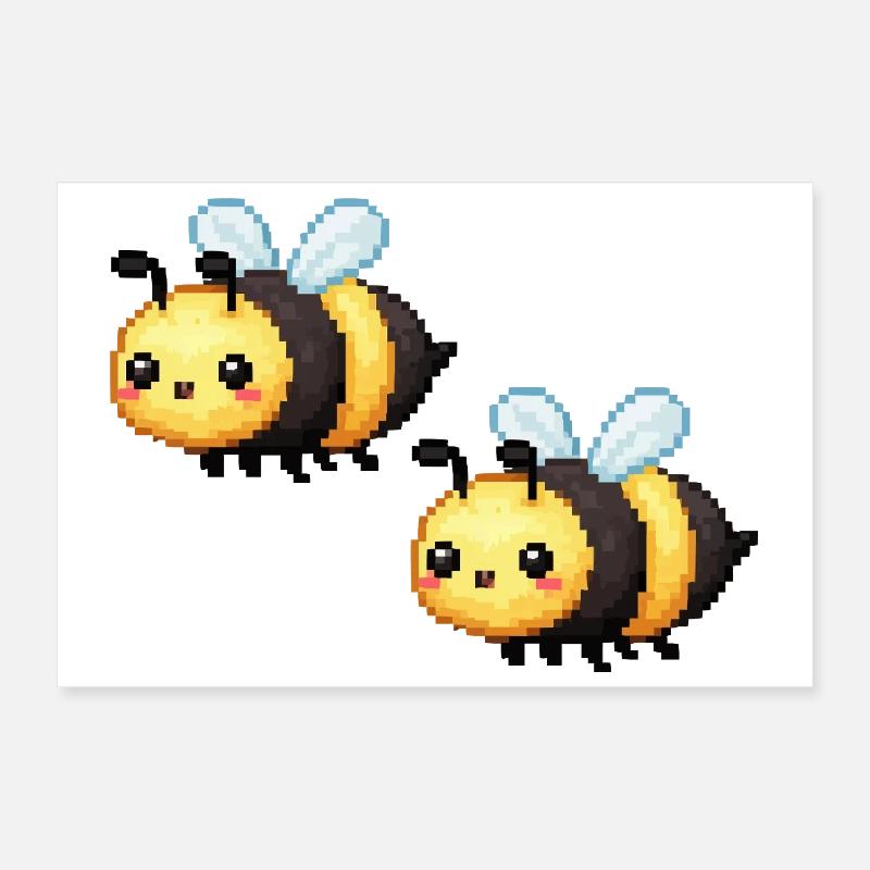 Pixel Bees Duo Poster 30 x 20 cm