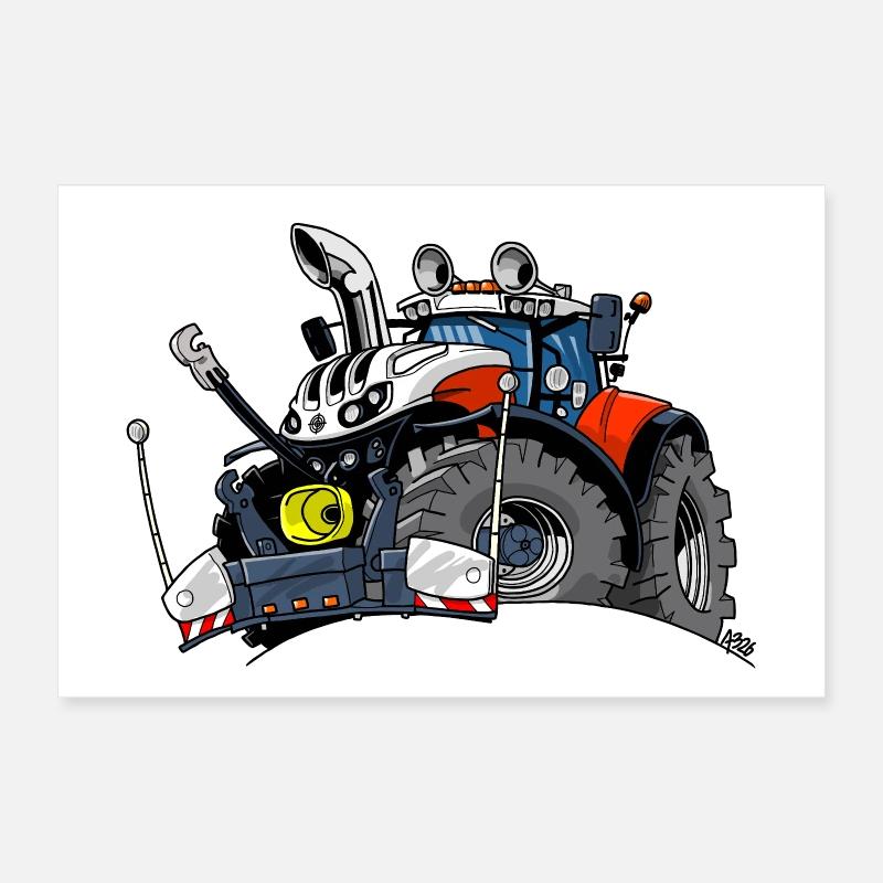 1475_RED-WHITE-TRACTOR-AUSTRIA Poster 30 x 20 cm