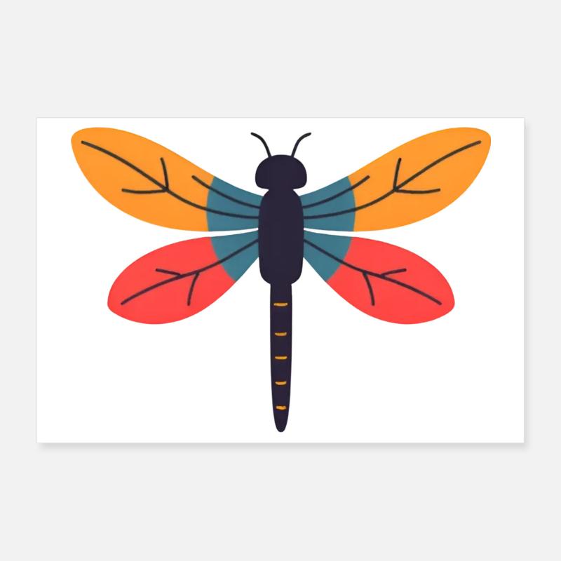 Jeu de couleurs coloré de libellules Poster 30 x 20 cm