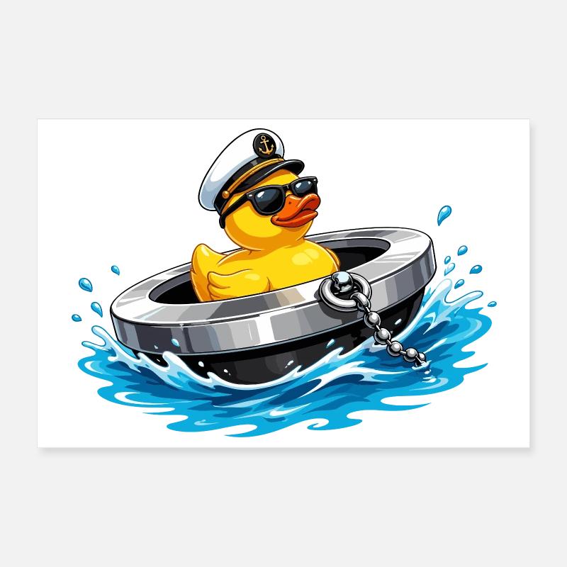 Le canard du capitaine dans la bouée de sauvetage Poster 30 x 20 cm