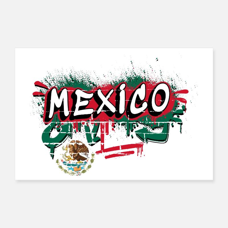 Mexiko Flagge Graffiti Design Poster 30x20 cm