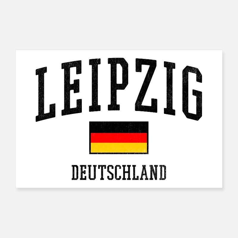 Leipzig Germany Design with flag Poster 12" x 8" (30x20 cm)