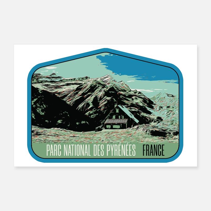Pyrenäen-Landschafts-Wappenschild: Authentische Natur Poster 30x20 cm