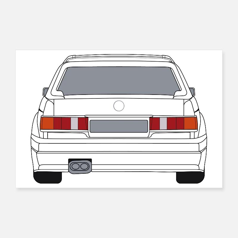 Deutsches Auto Heckansicht Weiß Poster 30x20 cm