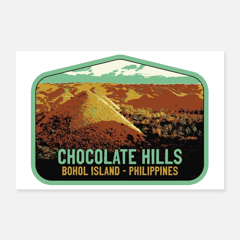Les Chocolate Hills, ile de Bohol, Philippines Poster 30 x 20 cm