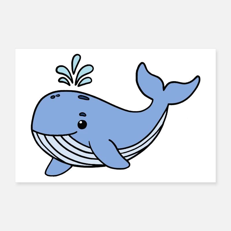 Wal Blauwal Poster 30x20 cm