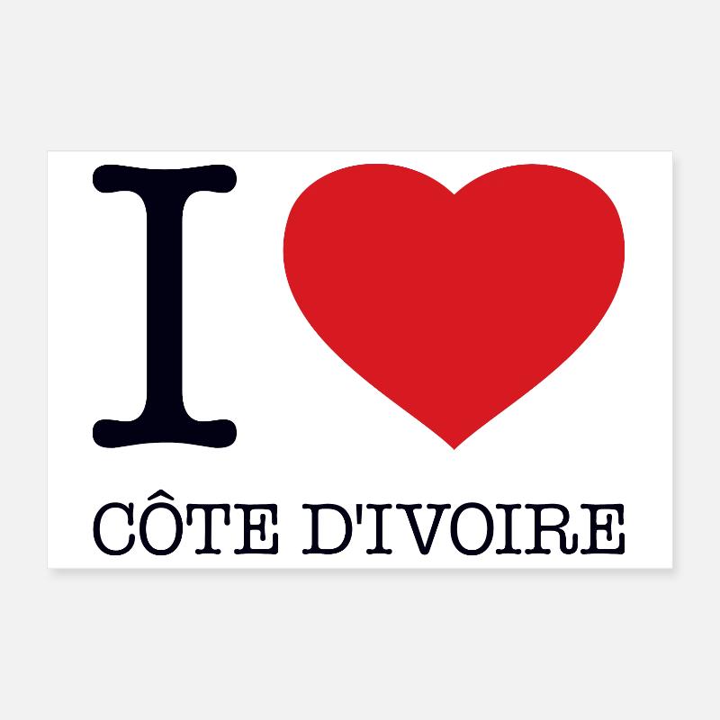 I LOVE COTE DIVOIRE Ivory Coast Poster 12" x 8" (30x20 cm)