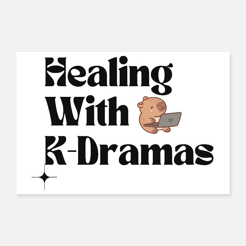 Guérir avec les K-dramas | Ours mignon Coréen confortable Poster 30 x 20 cm
