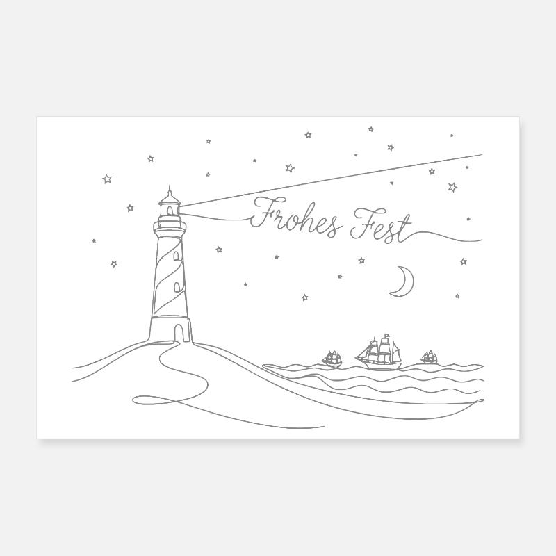 Joyeux Noël, Phare de Noël, Mer et Plage Poster 30 x 20 cm