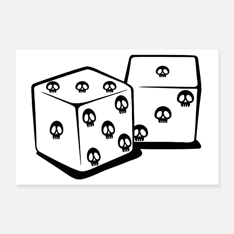 Playing with dice (black) Poster 12" x 8" (30x20 cm)