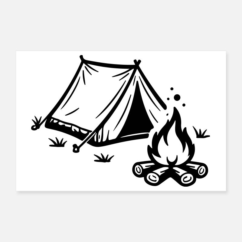 Camping sur le feu de camp sous tente Poster 30 x 20 cm
