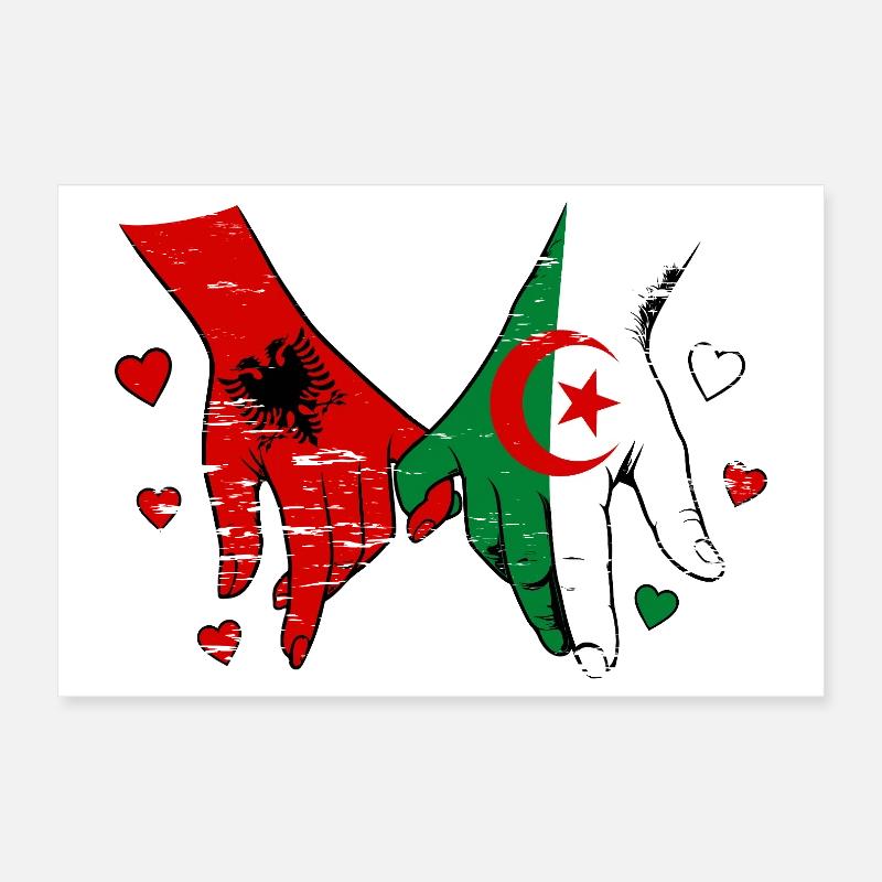 Albania Algeria flag hand holding used Poster 12" x 8" (30x20 cm)