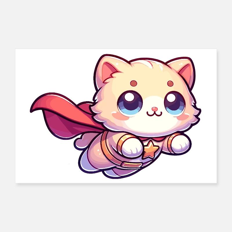Super-héros Chat Chaton Héros Chaton Poster 30 x 20 cm