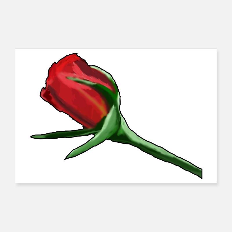 Rote Rose auf Schwarz Painterly Poster 30x20 cm