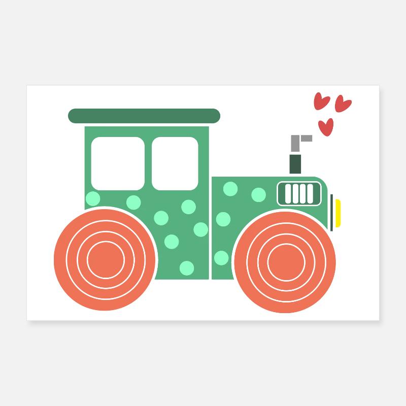 Kraftfahrzeug Ackerbau Herz Traktor Biobauer Feld Poster 30x20 cm