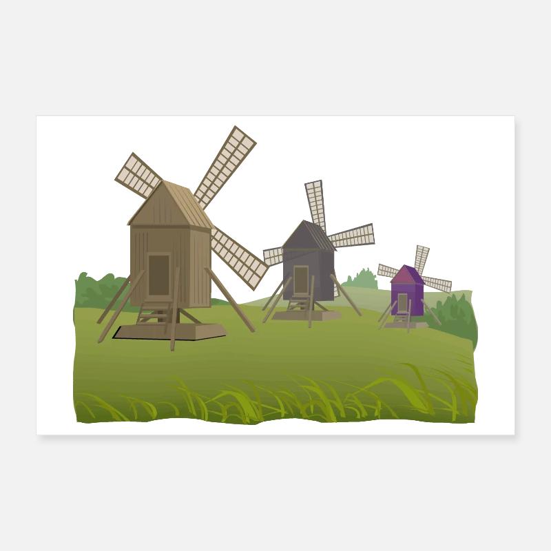 Windmills Poster 12" x 8" (30x20 cm)