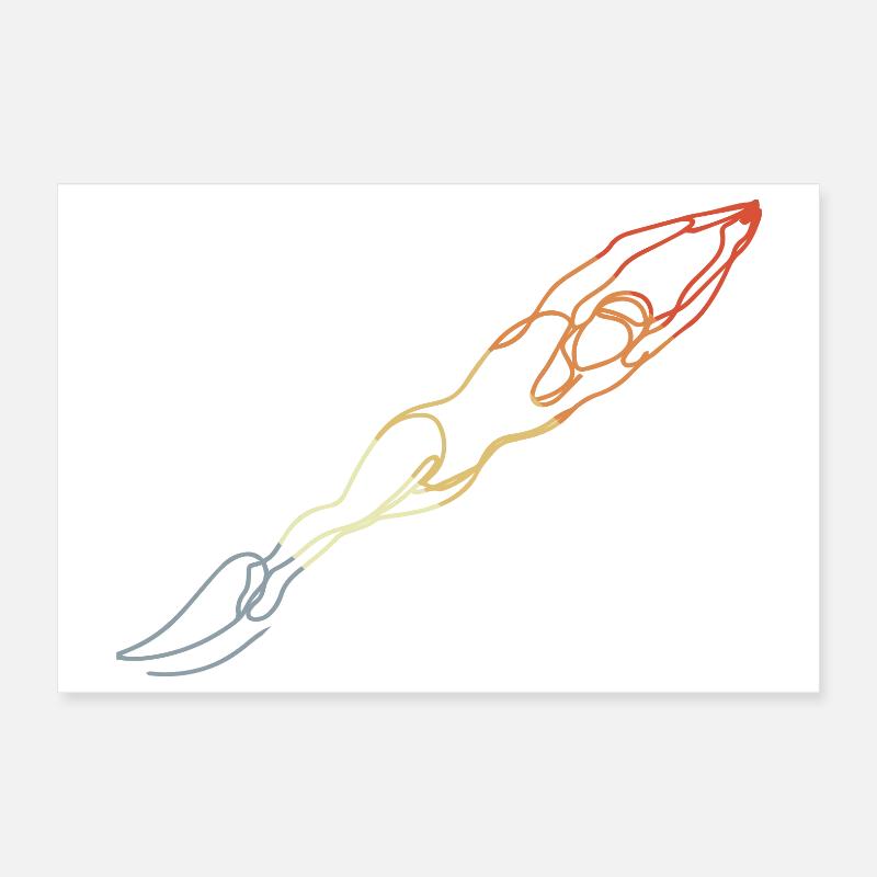 Natation Style Rétro Poster 30 x 20 cm