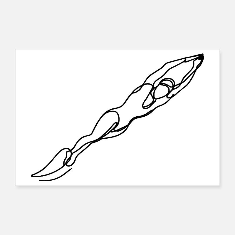 Swimmer Sketch Poster 12" x 8" (30x20 cm)