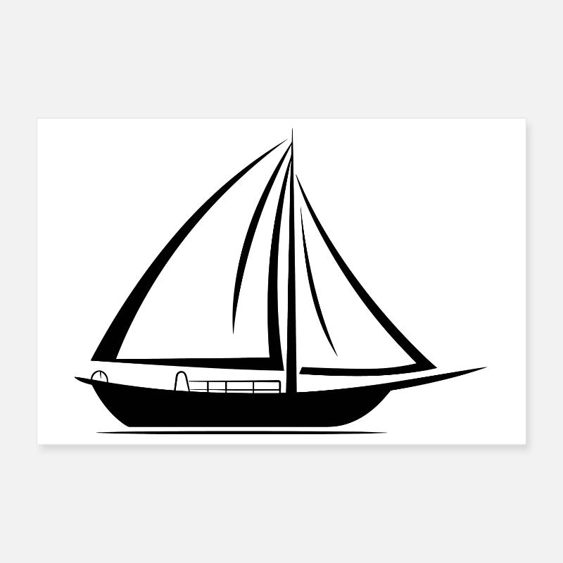 Sailboat Drawing Poster 12" x 8" (30x20 cm)
