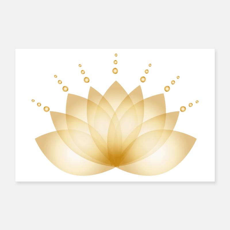 Fleur dorée stylisée de manière transparente Poster 30 x 20 cm