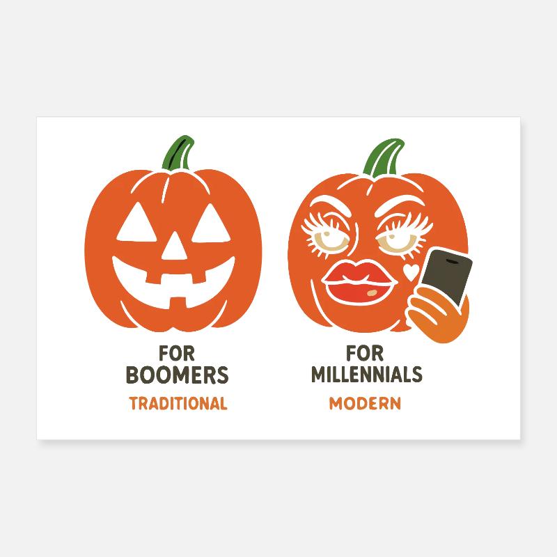 Expressive Halloween Pumpkin Designs Poster 12" x 8" (30x20 cm)