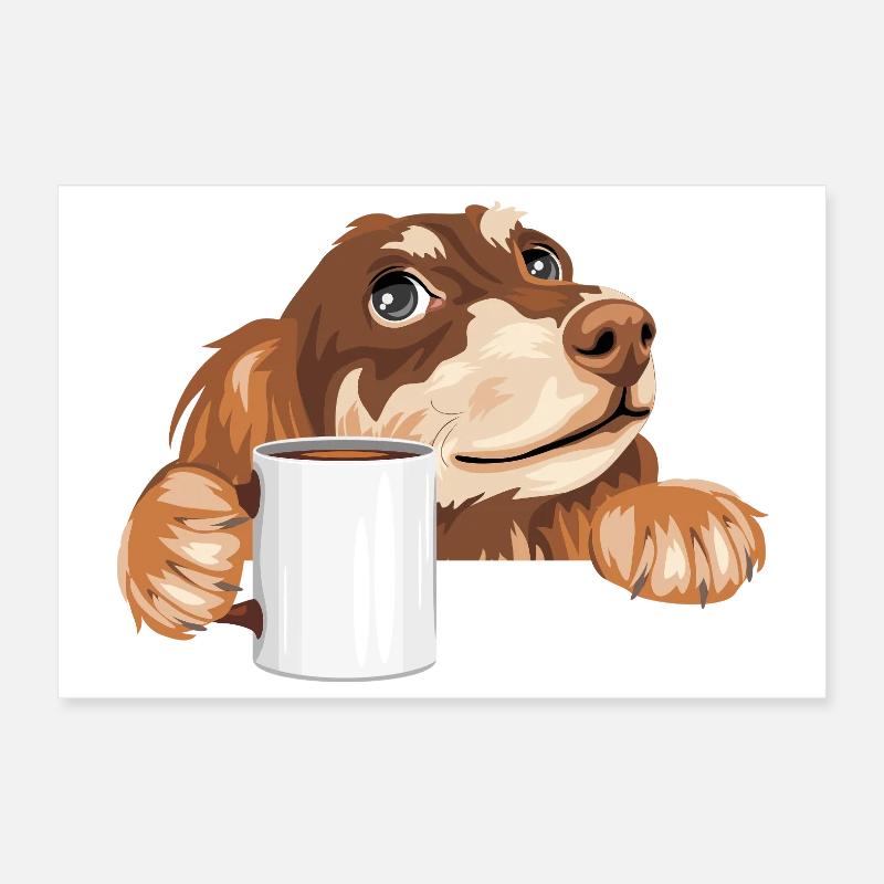 Träumender Dackel, der mit einer Tasse herausschaut Poster 30x20 cm