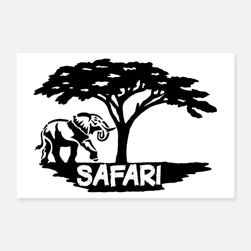 Safari et éléphant noir Poster 30 x 20 cm