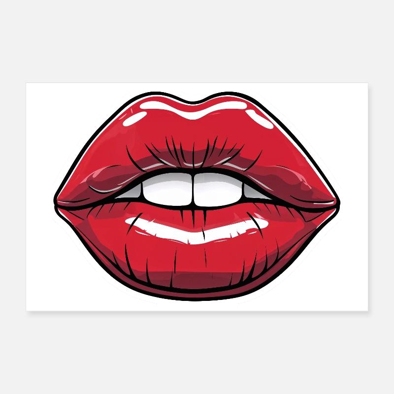 Kussmund Comic-Style Lippe Rot Poster 30x20 cm