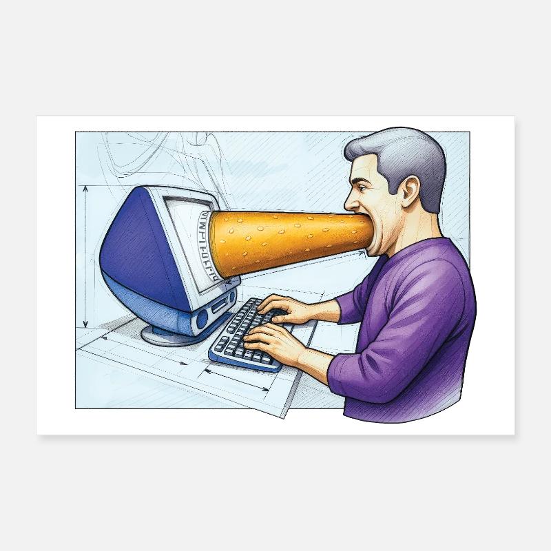 COMPUTER ADDICT MAN – Geek & Science-Fiction Poster 30x20 cm