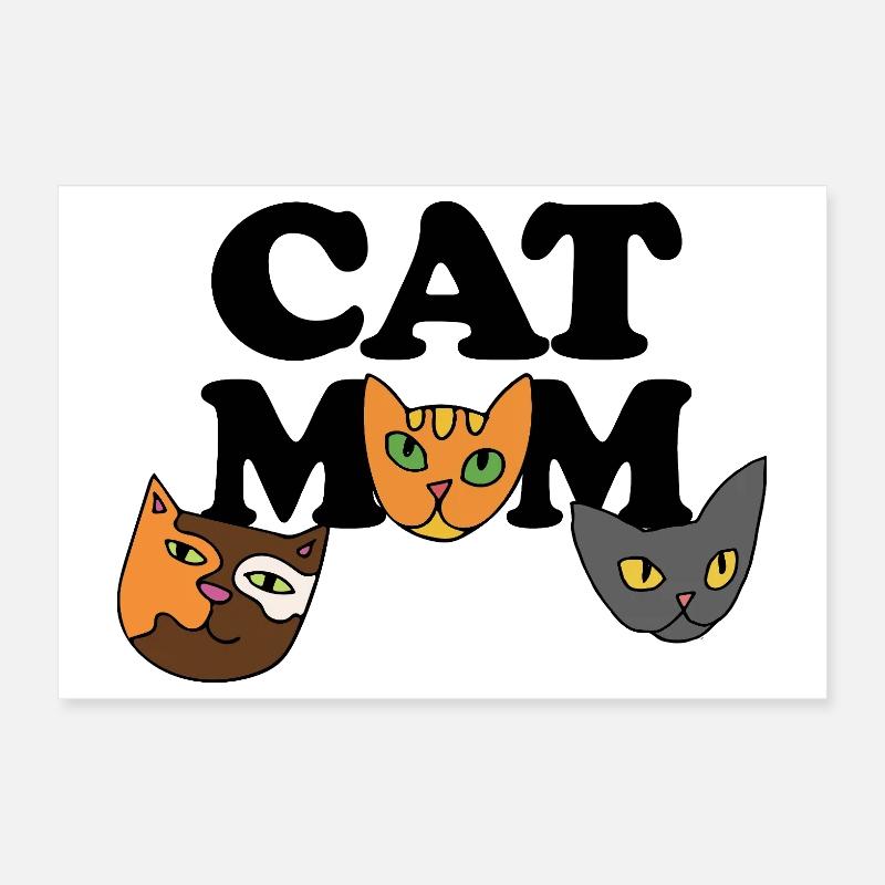 Three Cat Faces in Bold Palette Poster 12" x 8" (30x20 cm)