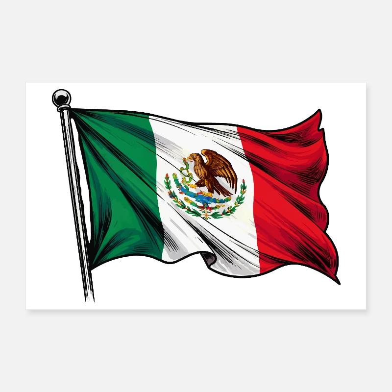 Drapeau du Mexique Poster 30 x 20 cm