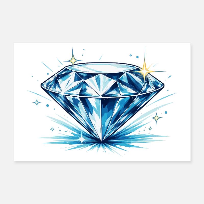 Eisblauer Diamant Poster 12" x 8" (30x20 cm)