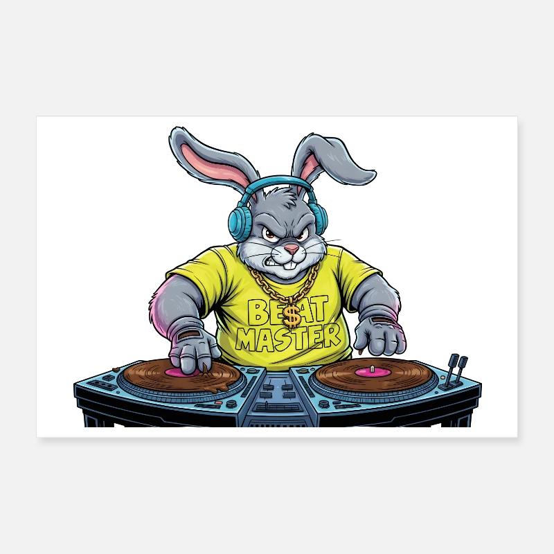 Heavy Metal Easter Bunny Rocker Easter Hardcore Bunny Poster 12" x 8" (30x20 cm)