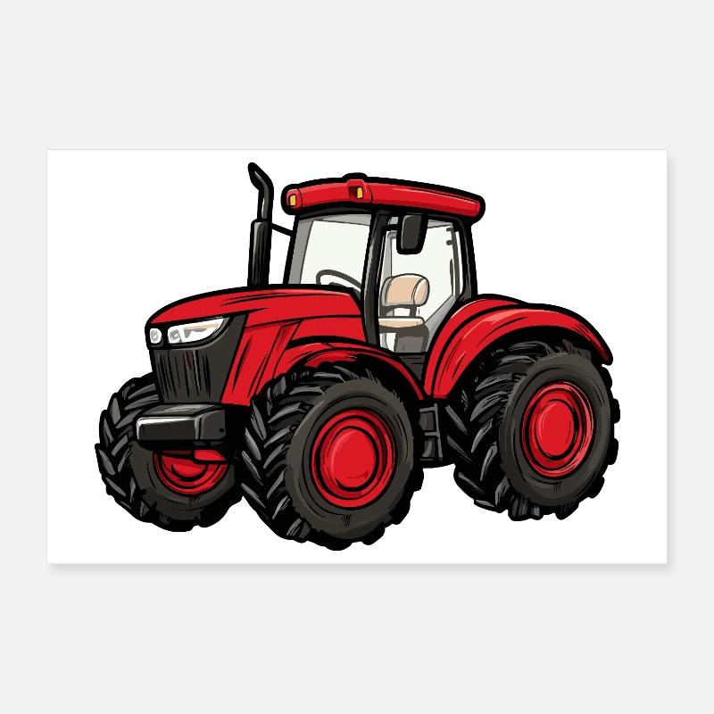 Roter Traktor Cartoon Poster 30x20 cm