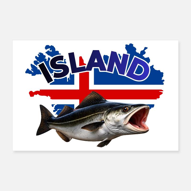 Pêche au charbon en Islande - Pêche à la canne Poster 30 x 20 cm