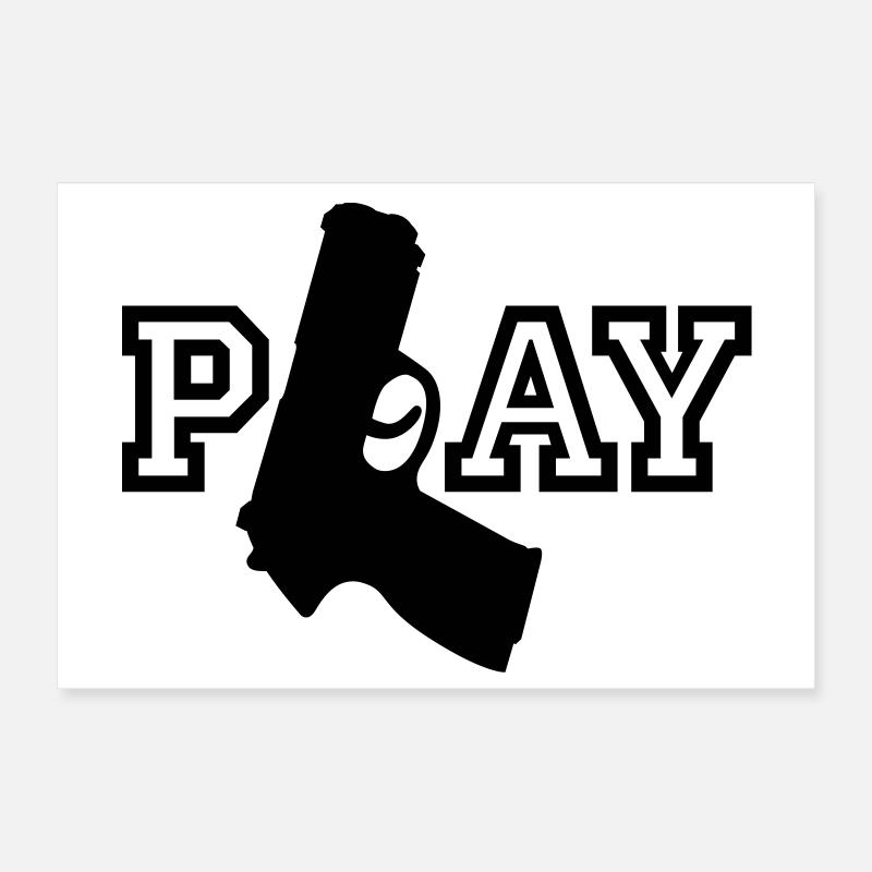 Play | Gun | Waffe Poster 12" x 8" (30x20 cm)