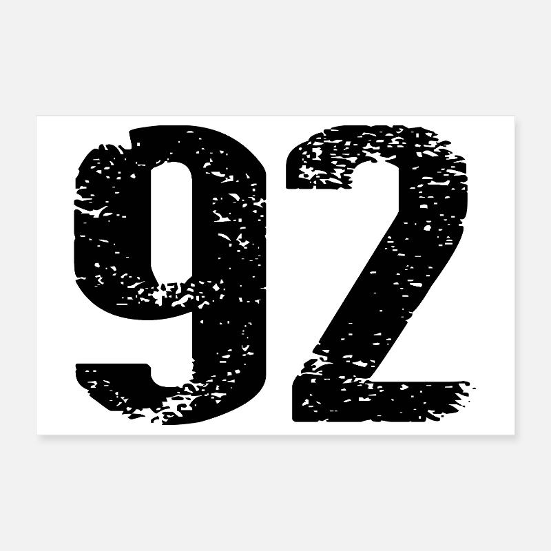 Maillot à numéros 92 Poster 30 x 20 cm