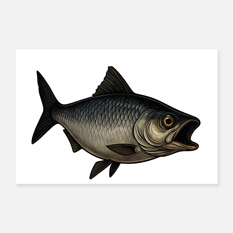 Poisson élégant avec une bouche ouverte Poster 30 x 20 cm